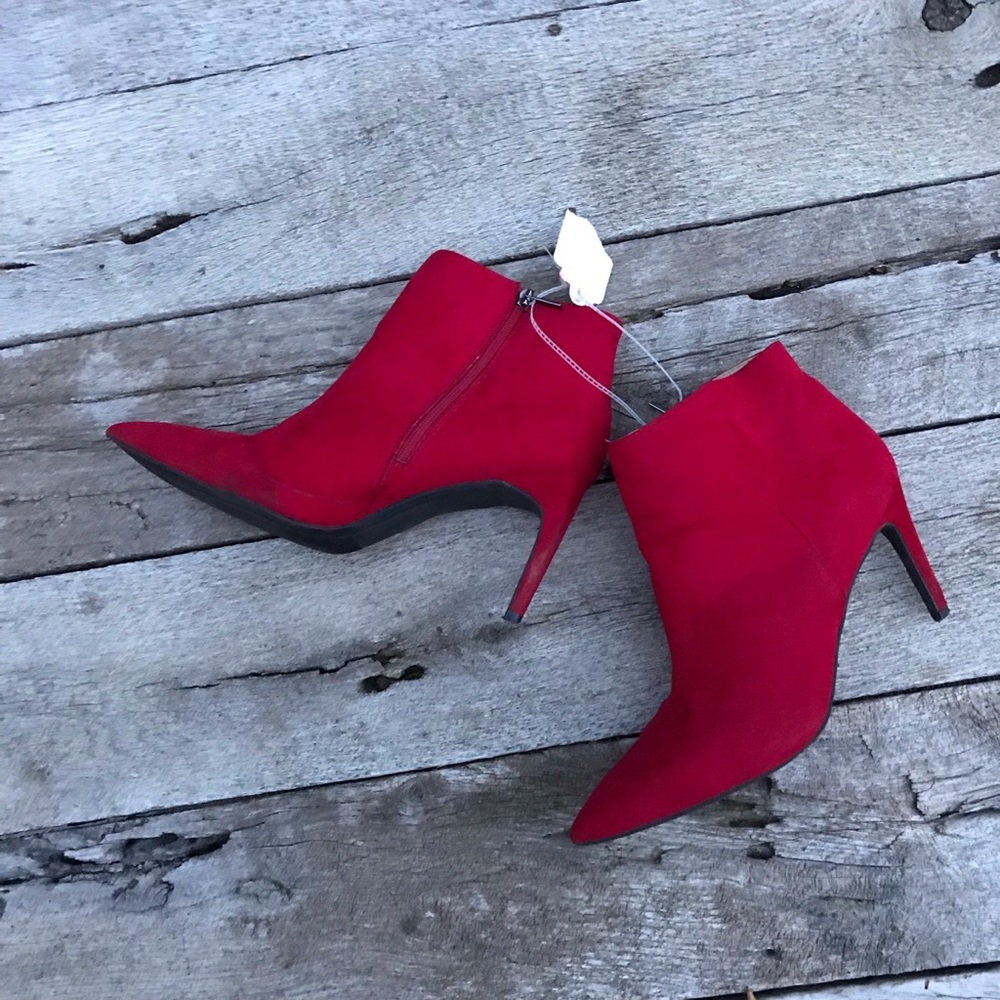 NWOB A New Day Red Textile Heeled Bootie 12M